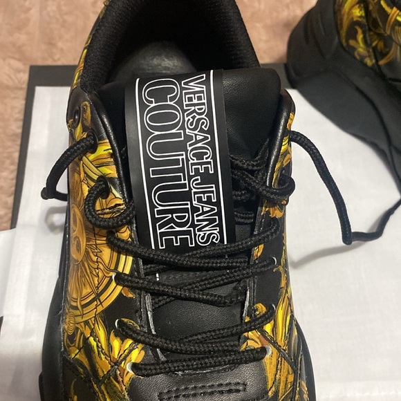 Versace Jeans Collection Black and Gold Sneakers with Chunky Sole Men’s Size 9 - Picture 3 of 9